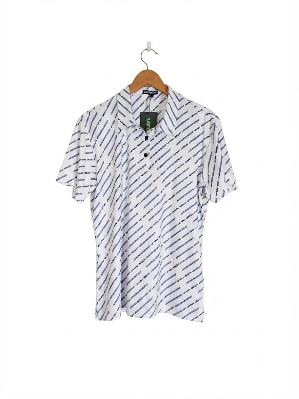 Official LIV Golf Men’s Polo Shirt White Blue Diagonal Logo Print Size L